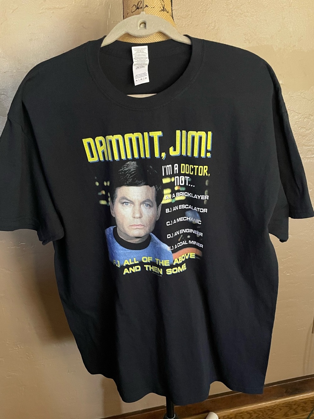 Star Trek Black Short‑Sleeve 'Dammit, Jim!' MCCOY Graphic Tee  NWOT XL